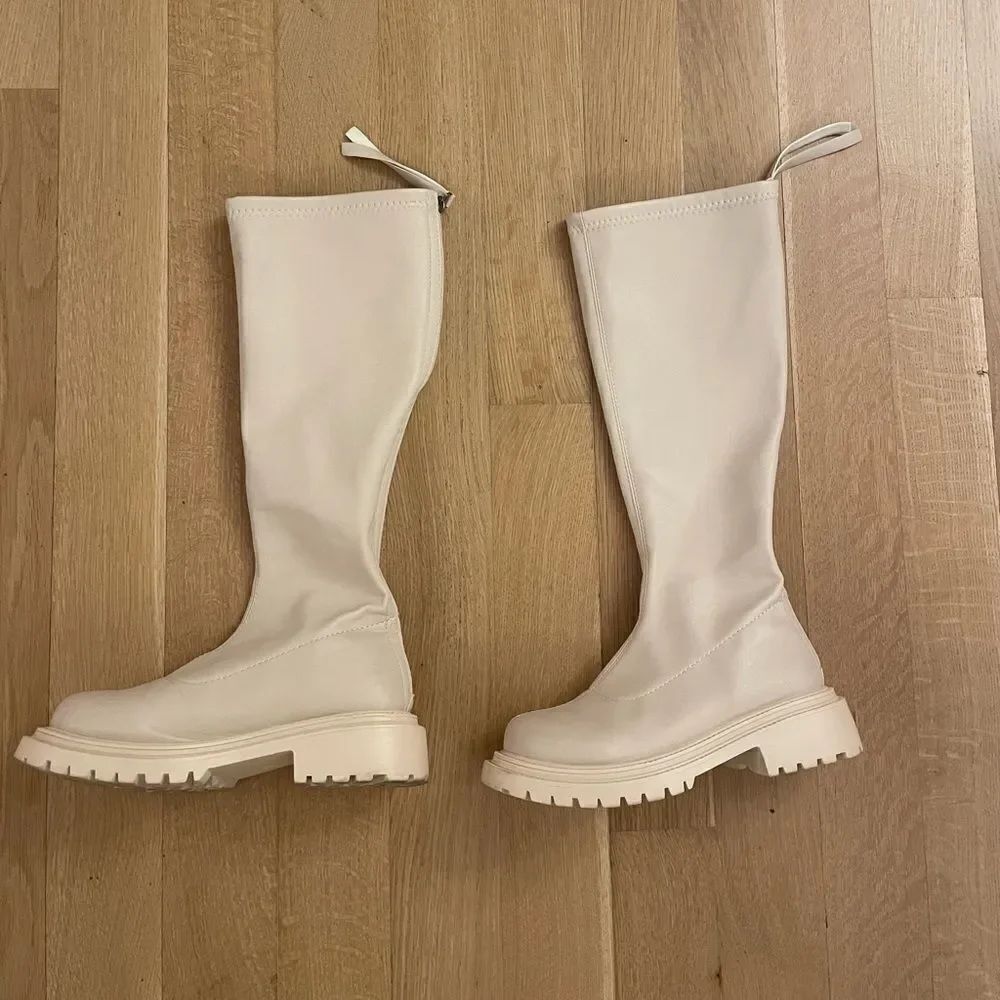 Faux leather white/cream boots from Shein